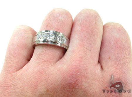 Mens White Gold Channel Diamond Ring 21041 - Image 7