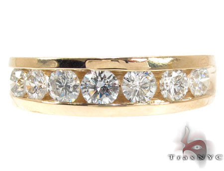 Mens 14K Yellow Gold Channel Diamond Ring, photo 2 of 7