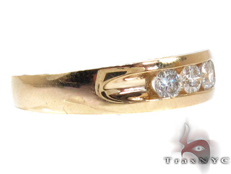 Mens 14K Yellow Gold Channel Diamond Ring, photo 4 of 7