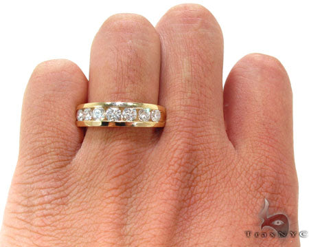 Mens 14K Yellow Gold Channel Diamond Ring, photo 7 of 7