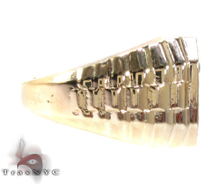 Mens 14K Yellow Gold Diamond Ring, photo 4 of 7