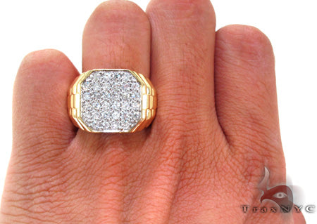 Mens 14K Yellow Gold Diamond Ring, photo 7 of 7