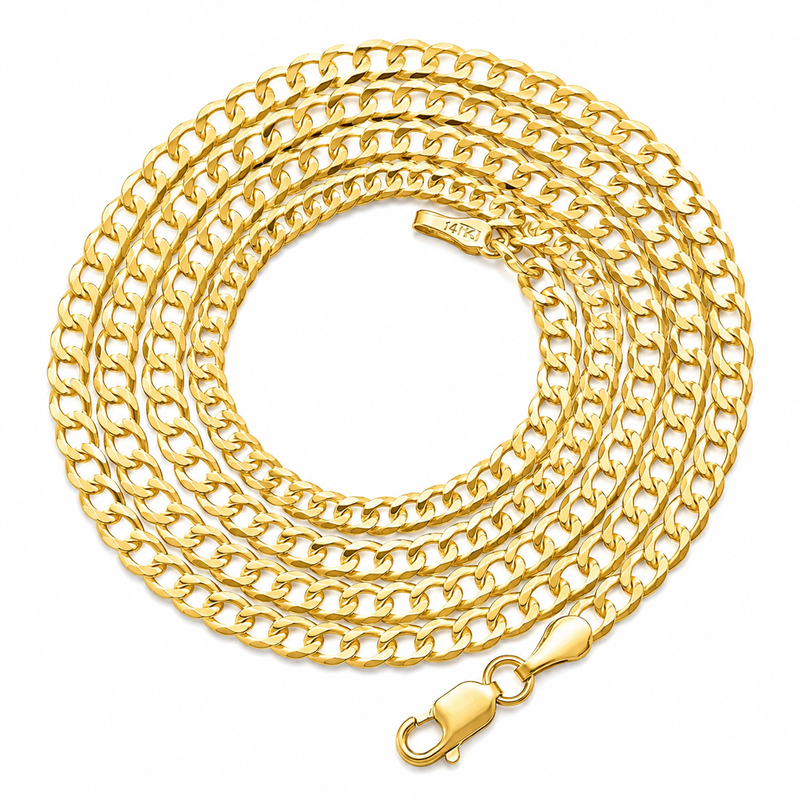 Mens 14K Solid Yellow Gold Thin Curb Chain 20 Inches 3.6mm 47127
