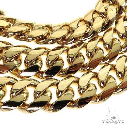 Miami Cuban Chain 10k Yellow Gold 18 Inches 8mm 46063 | TraxNYC