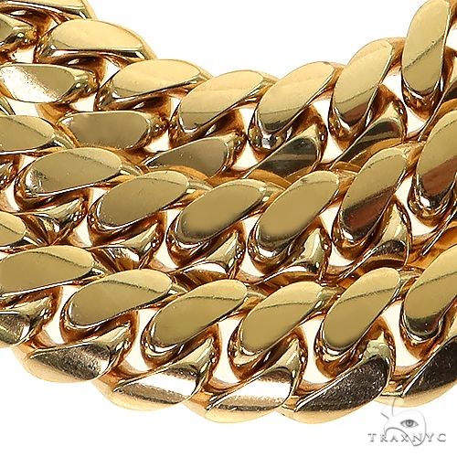 Miami Cuban Chain 10k Yellow Gold   30 Inches 15mm 46432 - Image 5