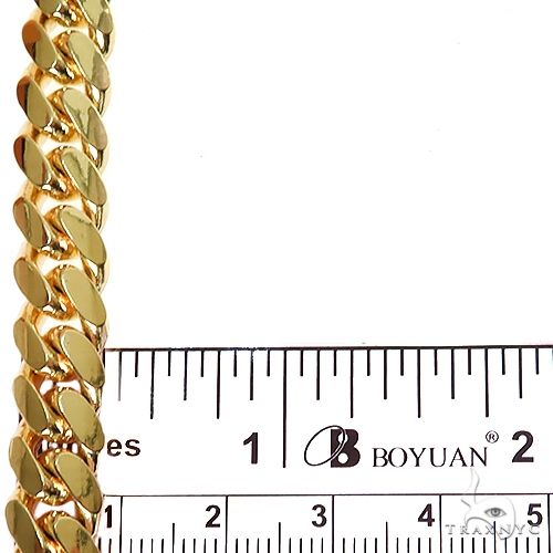 18-inch 9mm yellow gold Miami Cuban chain with polished flat interlocking links.