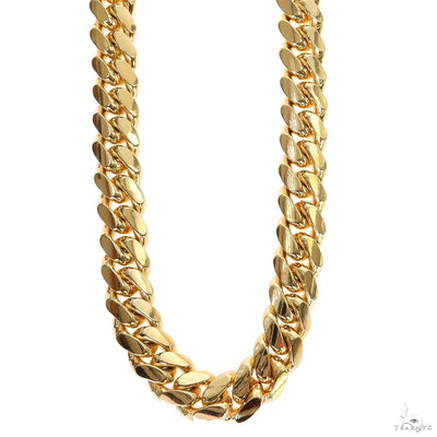 14k Yellow Gold Solid Miami Cuban Chain 20 Inches 10mm 46130 - Image 1