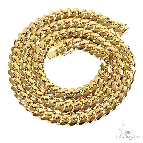 Miami Cuban Chain 14k Yellow Gold 36 Inches 9mm 46580 | TraxNYC