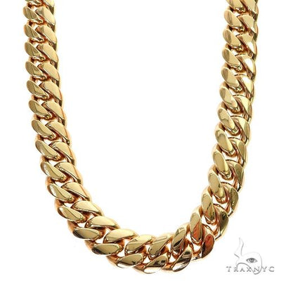 Miami Cuban Chain 18k Yellow Gold   34 Inches 12mm 46536 - Image 1