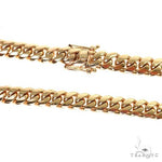 18k yellow gold Miami Cuban chain, 18 inches, 12mm thick, polished finish.