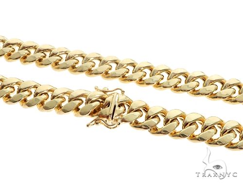 14K Yellow Gold Hollow Miami Cuban Link Chain 22 Inches 8.5mm