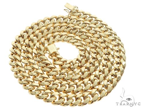14K Yellow Gold Hollow Miami Cuban Link Chain 22 Inches 8.5mm