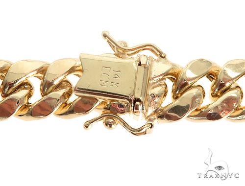 14K Yellow Gold Hollow Miami Cuban Link Chain 22 Inches 8.5mm