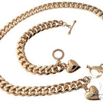 Miami Cuban Chain and Bracelet Set with Custom Locks and Heart Charms 64569 - Image 1