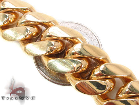 Yellow 30-inch Miami Cuban link chain with 16mm wide polished links