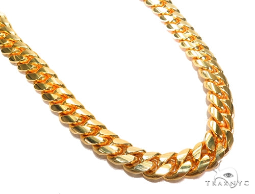 36-inch yellow Miami Cuban gold chain with 22mm wide flat interlocking links