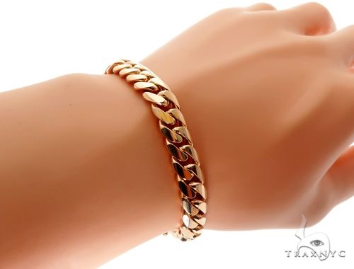 Miami Cuban Link 14K Rose Gold Bracelet 64619 - Image 7