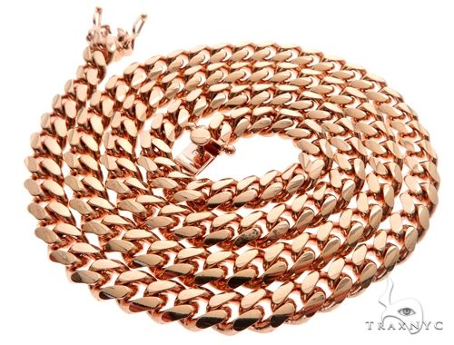 Miami Cuban Link 14K Rose Gold Chain 24 inches 7mm   64621 - Image 4