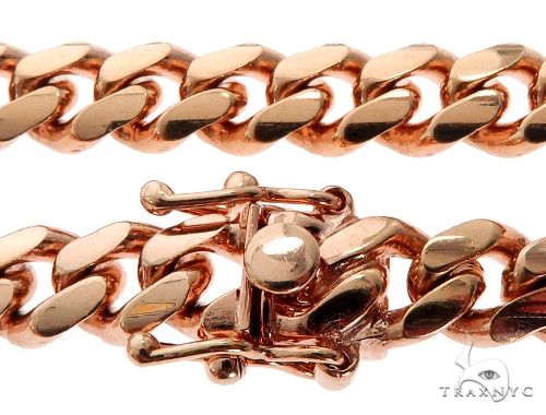 Miami Cuban Link 14K Rose Gold Chain 24 inches 7mm   64621 - Image 5
