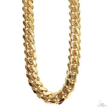 14K yellow gold Miami Cuban link at 10mm, 24-inch length, mirror finish
