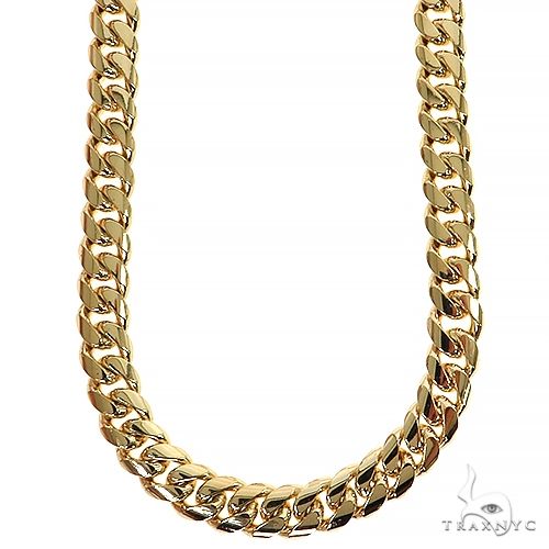 Polished 10K yellow gold Miami Cuban link chain, 26 in, 8 mm links