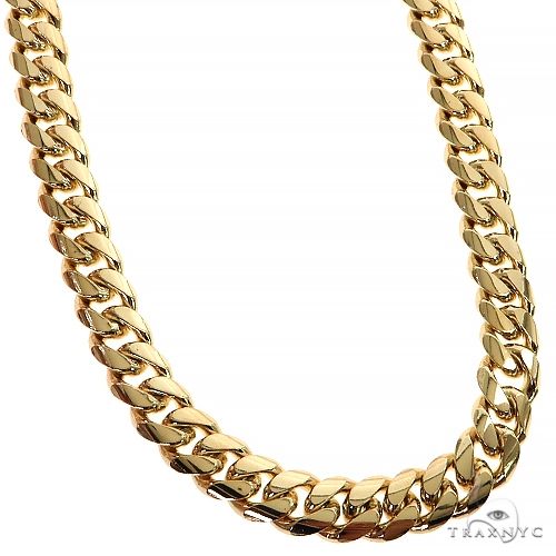 26-inch yellow gold Miami Cuban link chain, 8mm thick, men's style accessory