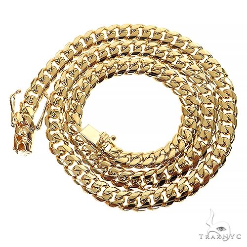 26-inch yellow gold Miami Cuban link chain, 8mm thick, men's style accessory, photo 4 of 8