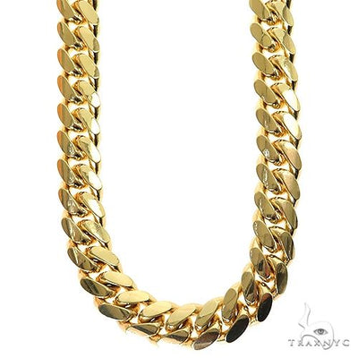 14k Yellow Gold Solid Miami Cuban Link Chain 28 Inches 9mm   32397 - Image 1