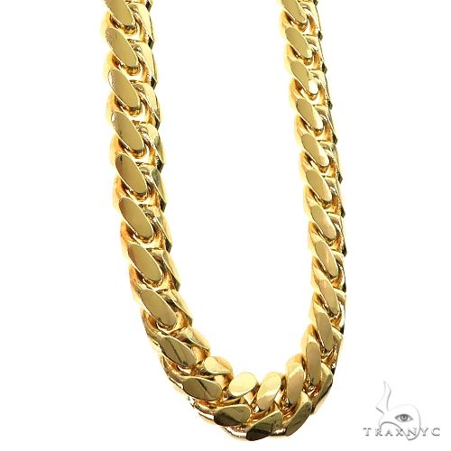 14k Yellow Gold Solid Miami Cuban Link Chain 28 Inches 9mm   32397 - Image 2