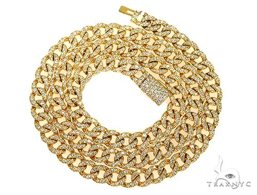 14K Gold Cuban Curb Link Diamond Chain 24 Inches 8mm, photo 4 of 6