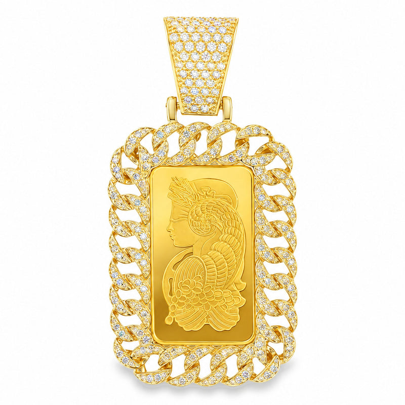 Miami Cuban Diamond Dog Tag With 10g Suisse Fine Gold 999.9 57038, view 1