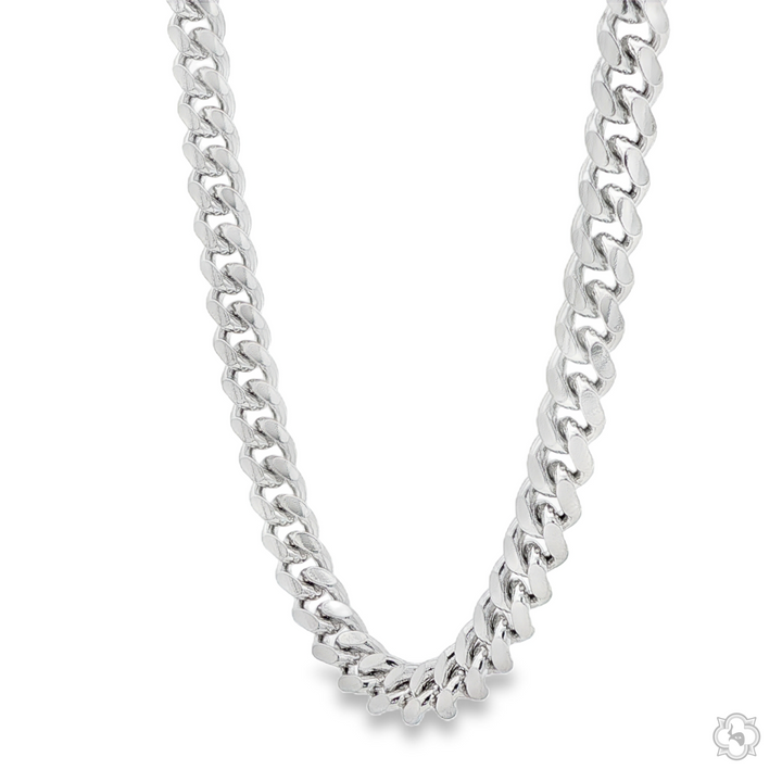 6.2mm thick .925 silver Miami Cuban chain necklace with polished links.