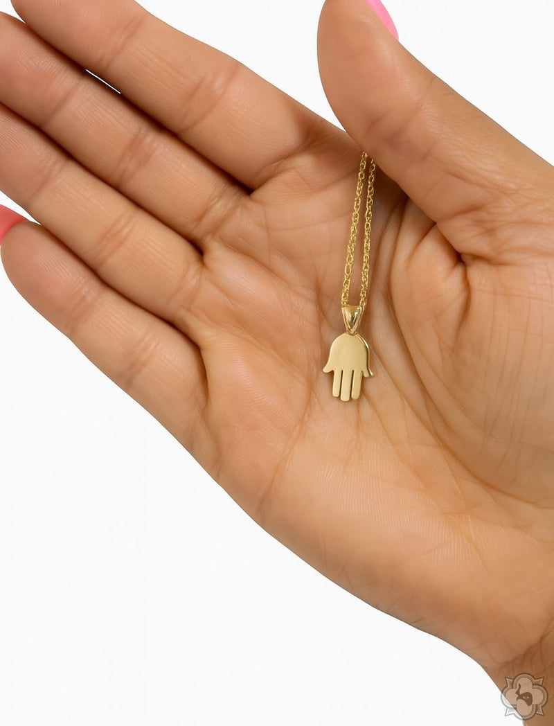 14K Gold Micro Hamsa Pendant Set, photo 8 of 8