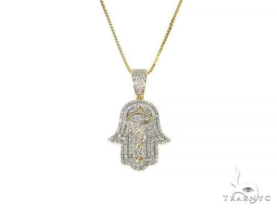 10K Gold Diamond Hamsa Pendant Set