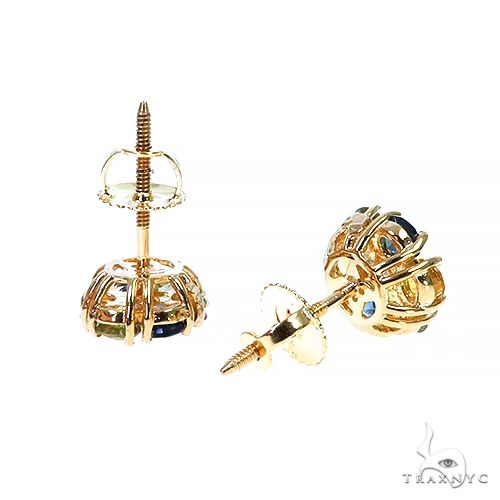 14K Gold Sapphire Meadow Flower Studs -Mini, photo 3 of 5