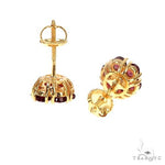 Mini Crimson Sapphire Diamond Flower Earrings 66894 - Image 3