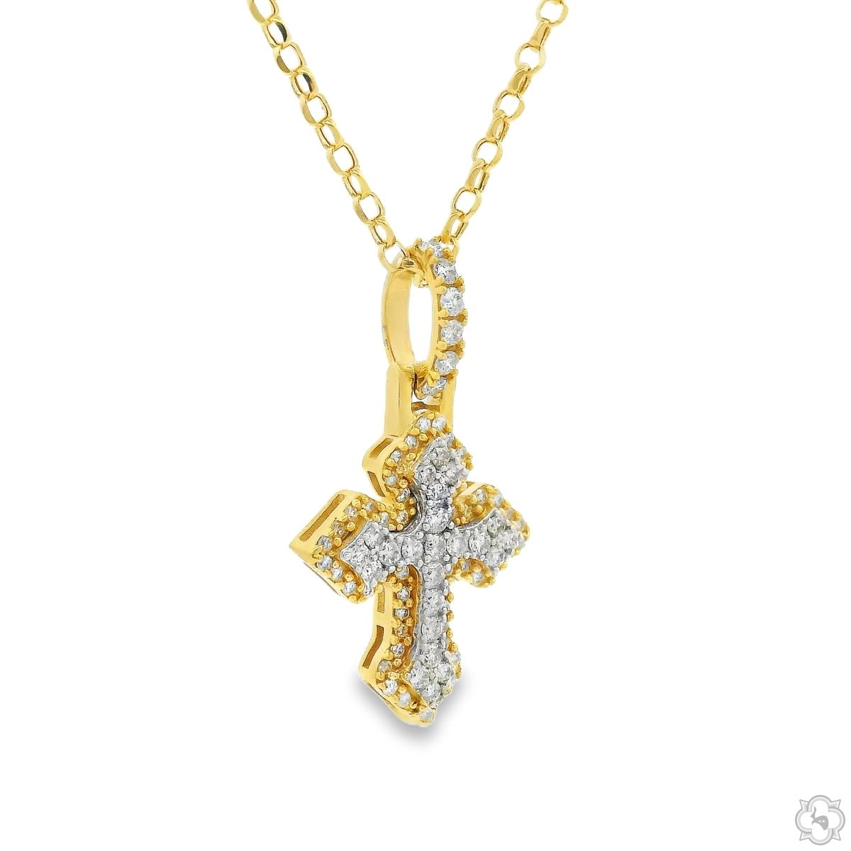 アクセサリー Glitter Diamond Cross Necklace 5mm 46cm Mini Diamond Cross Pendant Set 70873 | TraxNYC