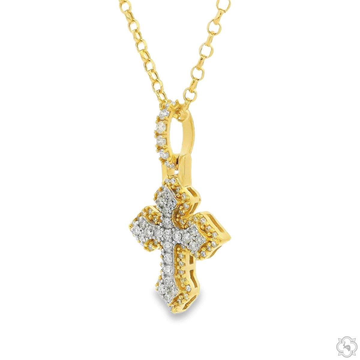 Mini Diamond Cross Pendant Set 70873 | TraxNYC
