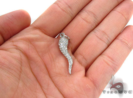 Mini Diamond Italian Horn Pendant | TraxNYC