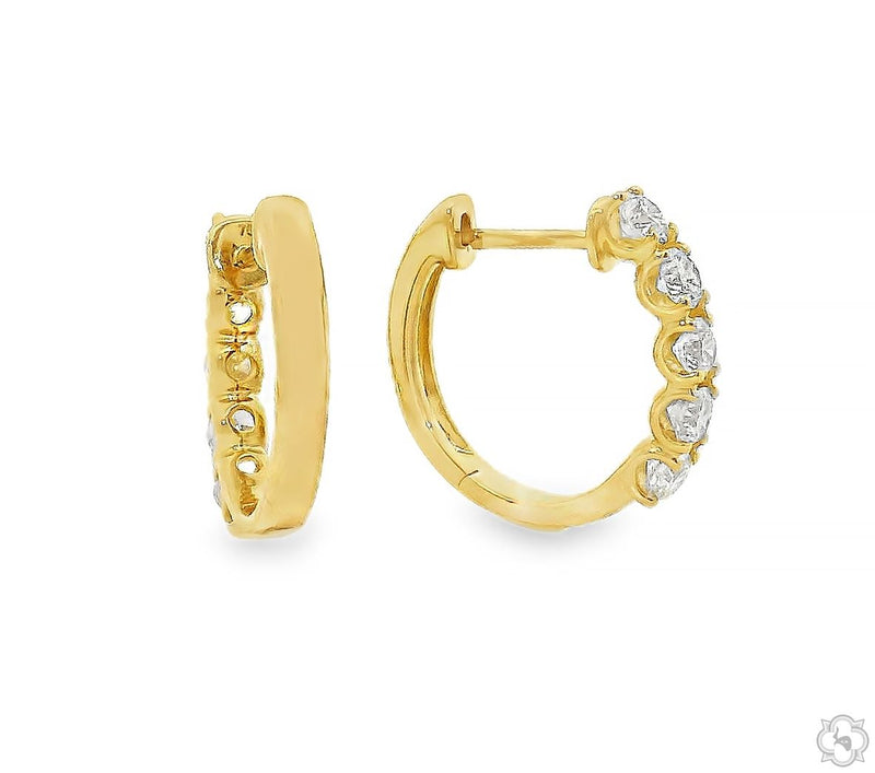 18K Gold Mini Diamond Huggie Hoops, photo 4 of 6