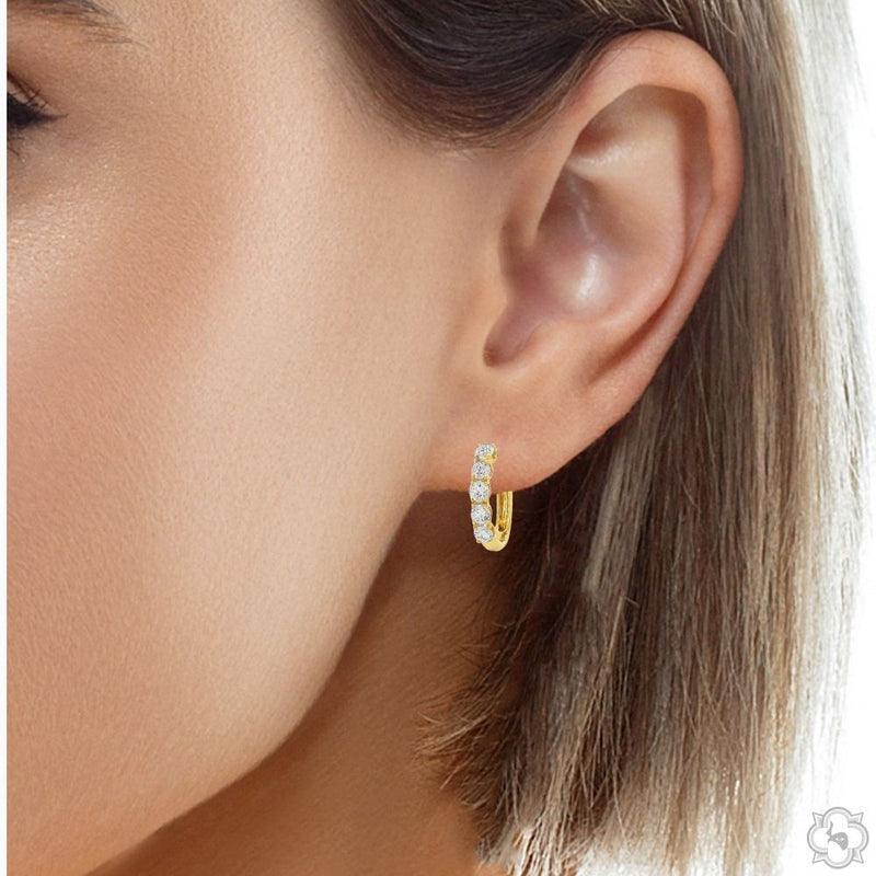 18K Gold Mini Diamond Huggie Hoops, photo 6 of 6