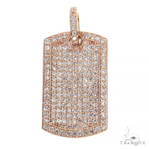 Rose gold mini dog tag pendant encrusted with multiple small diamonds