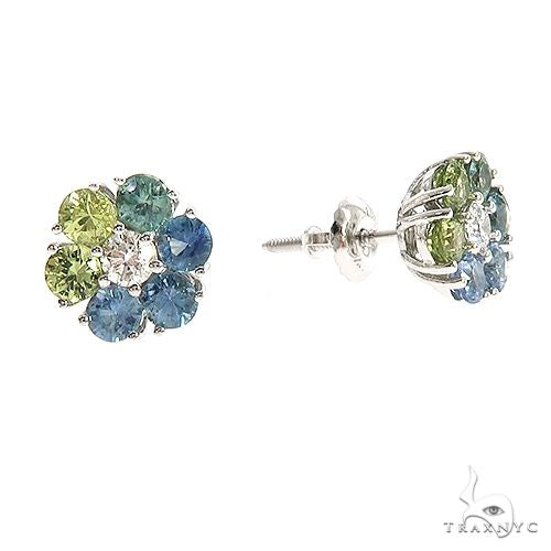 Mini Earth Sapphire Flower Earrings 67049 - Image 2