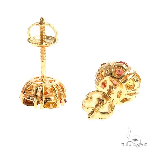 14K Gold Mini Fire Sapphire Flower Earrings, photo 3 of 3
