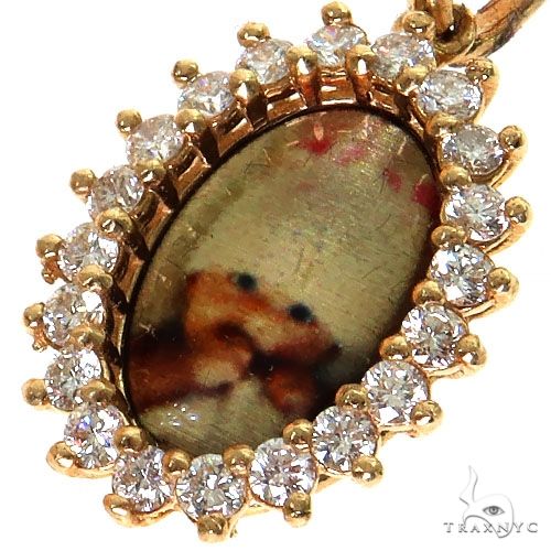 14K Gold Mini Flower Diamond Photo Pendant, photo 3 of 6
