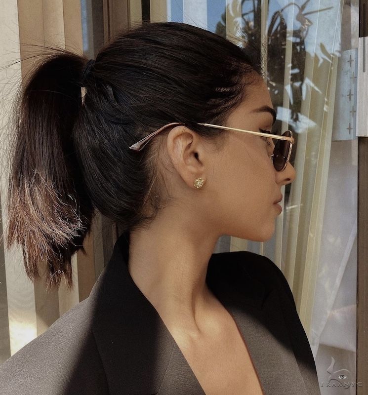 Olive Bloom Sapphire Diamond Flower Earrings 66897 - Image 5