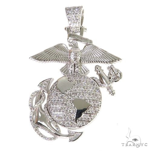 Lab diamond marine pendant for men – layered nautical silhouette with full diamond coverage, front view