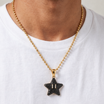 Mini Mario Star Black Diamond Pendant Set in 14K gold, view 11