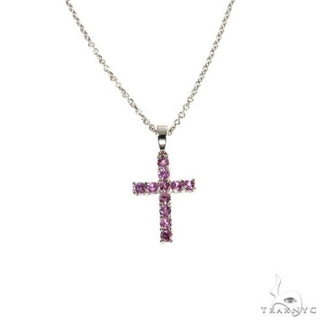 14K Rose Gold Mini Pink Sapphire Cross Set