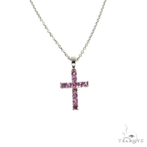 14K Rose Gold Mini Pink Sapphire Cross Set